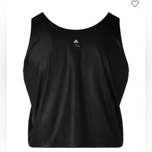 NWT Adidas 11H Training Tank size 2xl. Crop with shelf bra. Shiny black. Plus.